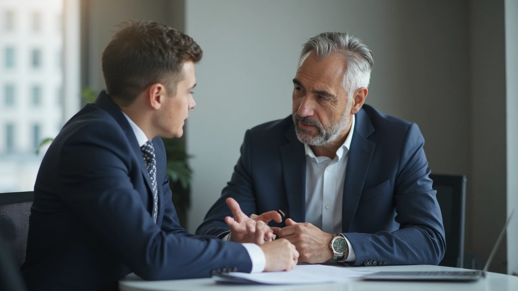 Финансовый консультант объясняет инвестиционные принципы молодому клиенту