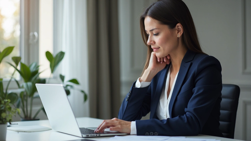 Профессиональная женщина анализирует финансовые графики на ноутбуке в офисе